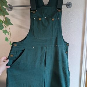 Green Jumpsuit with Button Accents